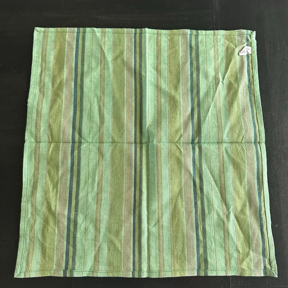 New Vanson Egyptian Cotton Green Stripe Dish Towels Handwoven 20x19